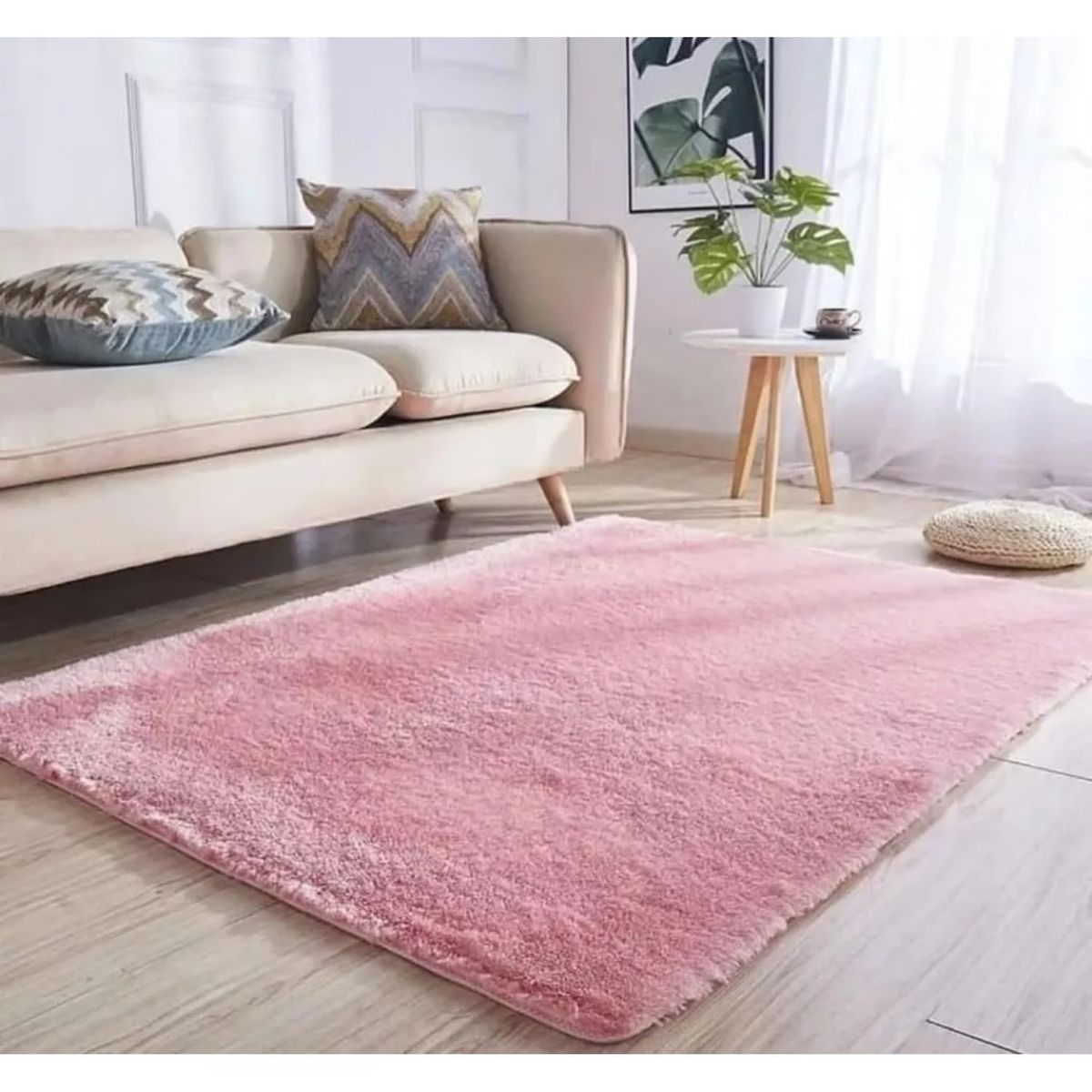 ANGELES DEL HOGAR - ALFOMBRA PELUDA TIPO SHAGGY 200 X 300 COLOR PALO ROSA