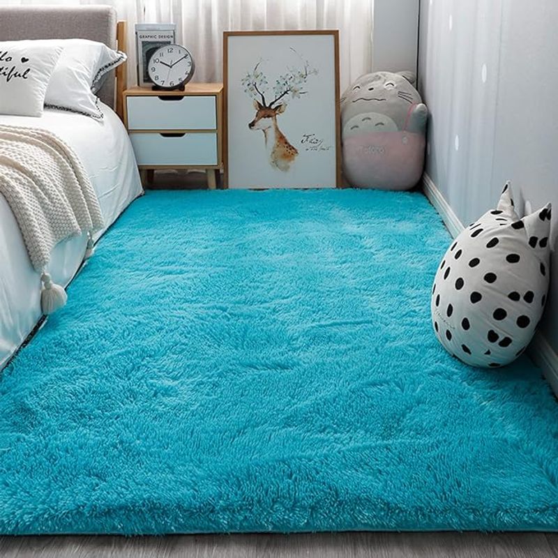 ANGELES DEL HOGAR - ALFOMBRA PELUDA TIPO SHAGGY 200 X 300 COLOR TURQUESA