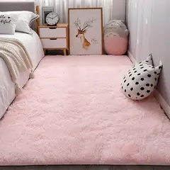 ANGELES DEL HOGAR - ALFOMBRA PELUDA TIPO SHAGGY 200 X 300 COLOR ROSADO