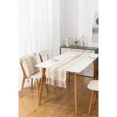ANGELES DEL HOGAR - Camino de Mesa Diseño con Flecos 37x180cm Café