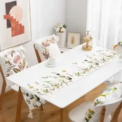 ANGELES DEL HOGAR - Camino de Mesa Bordado 37x180cm Flores Café