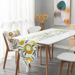 ANGELES DEL HOGAR - Camino de Mesa Bordado 37x180cm Flor Redonda