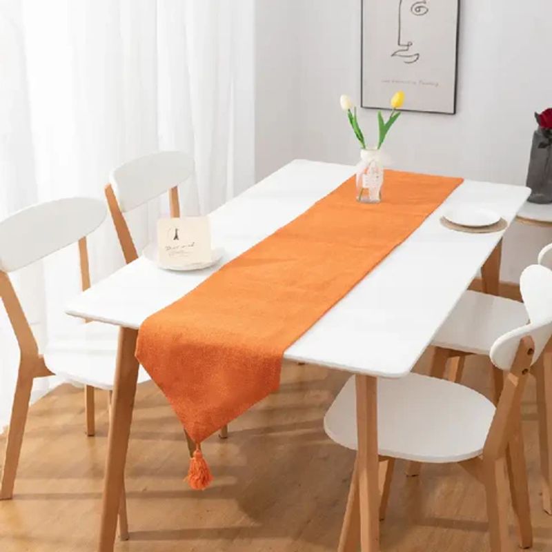 ANGELES DEL HOGAR - Camino de Mesa Plush con Borlas 37x180cm Terracota