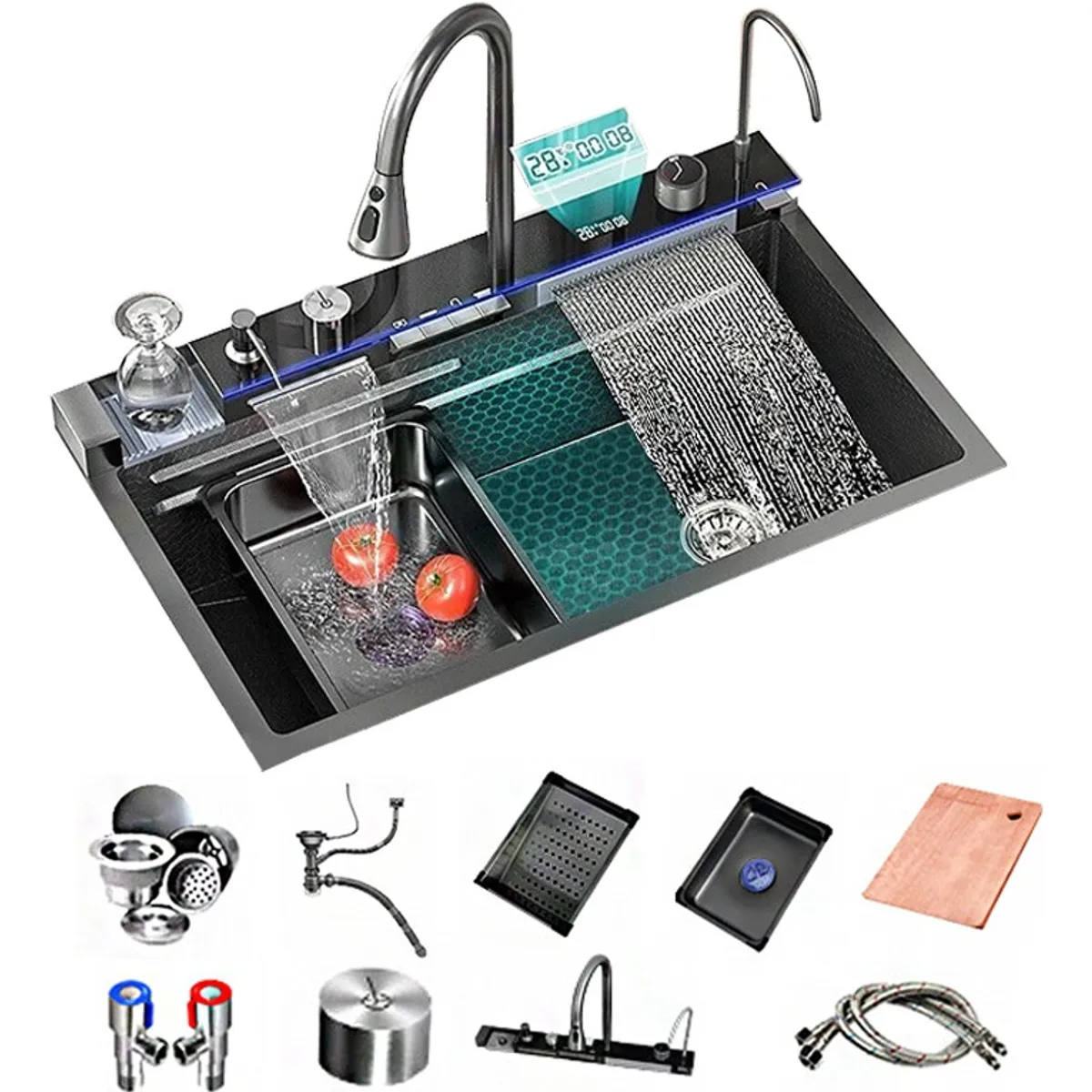 LABALAOS - Combo Lavaplato Empotrado 80x45 Acero Inoxidable Inteligente