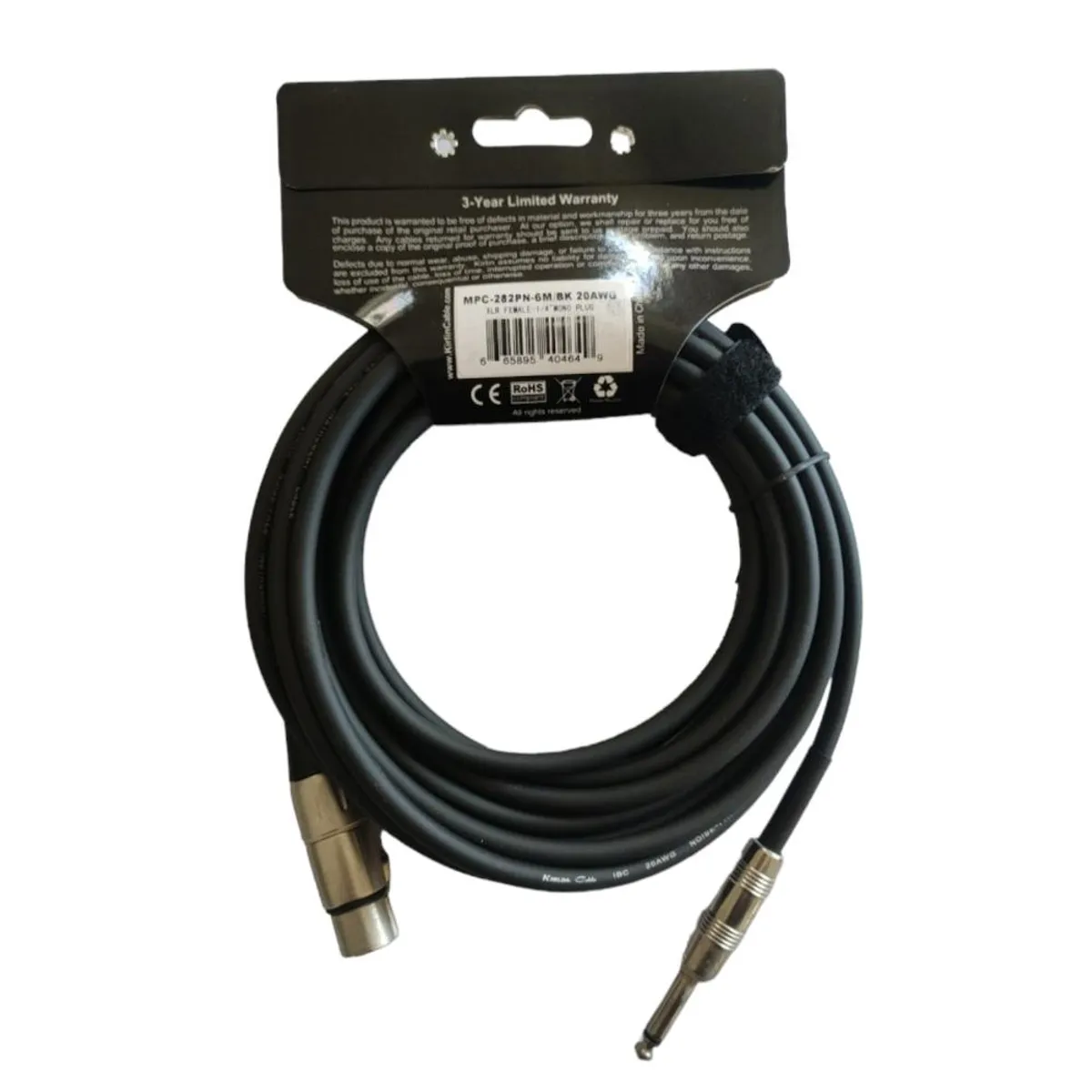 KIRLIN - Cable XLR-Plug 6,3mm de 6 mt Kirlin MPC-282PN/BK 6M