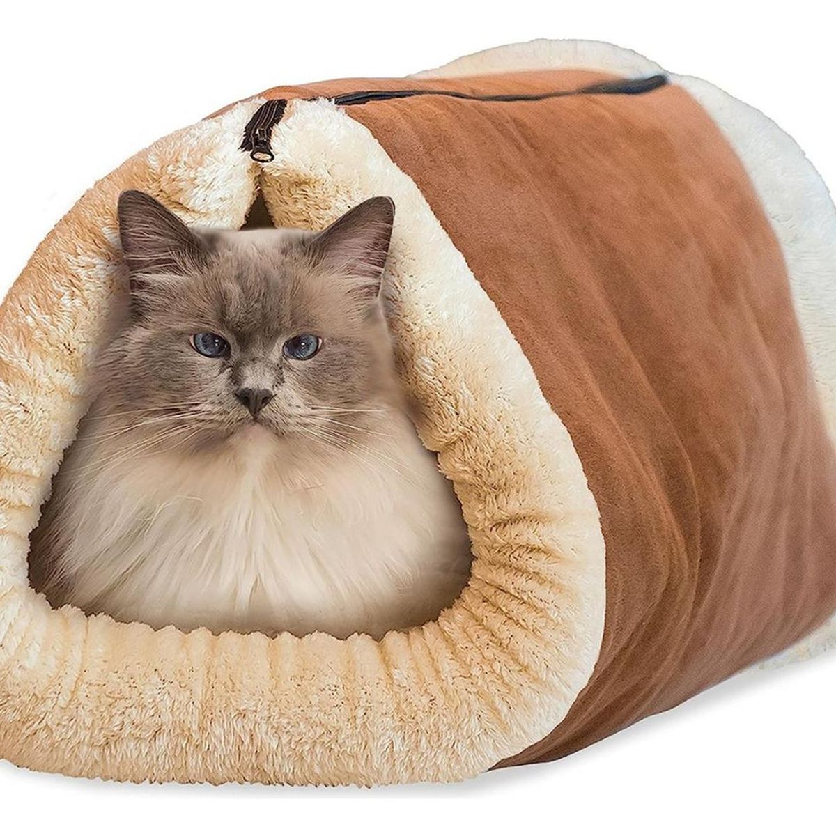 IMPORTCLICK - Cama Mascotas Túnel Gatos Lavable 2 En 1 - Naranjo Pálido