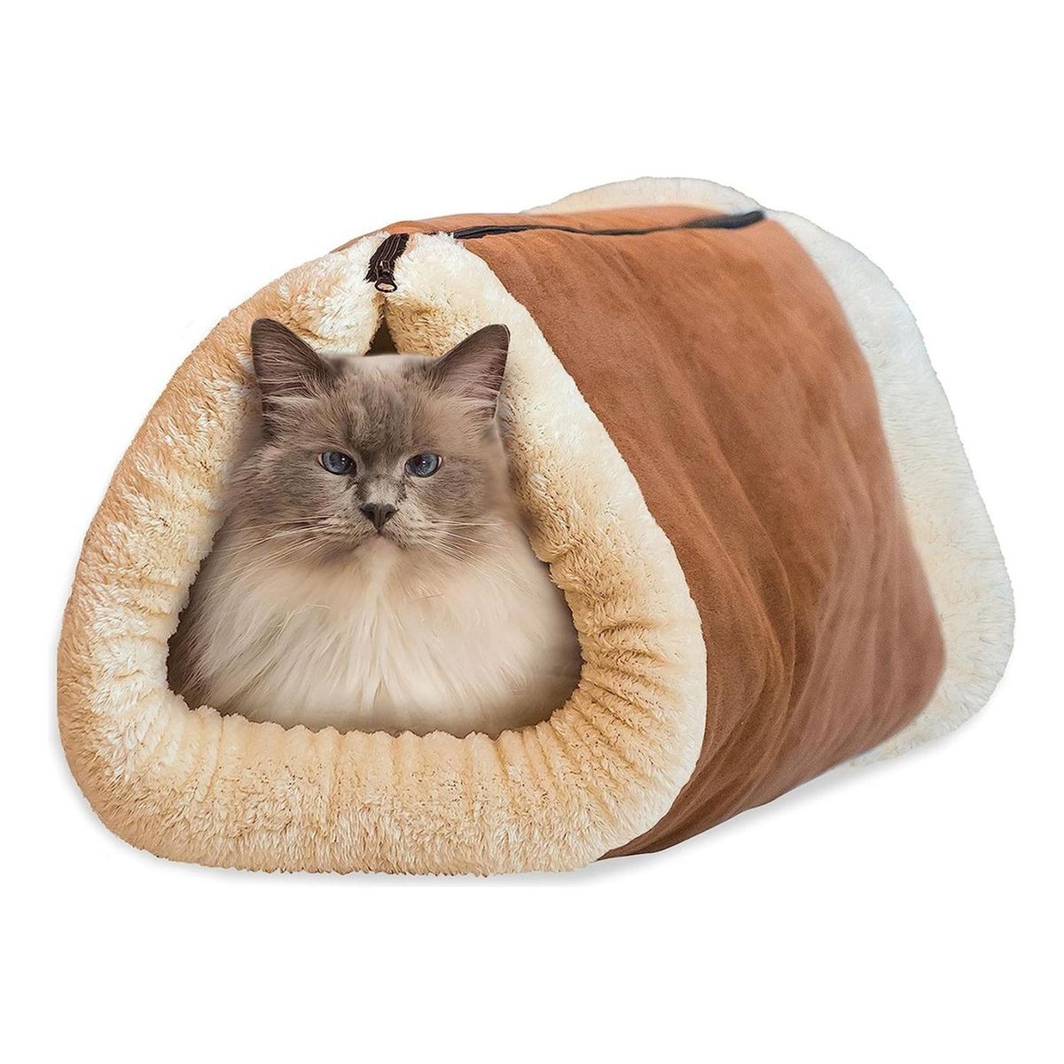 IMPORTCLICK - Cama Mascotas Túnel Gatos Lavable 2 En 1 - Naranjo Pálido