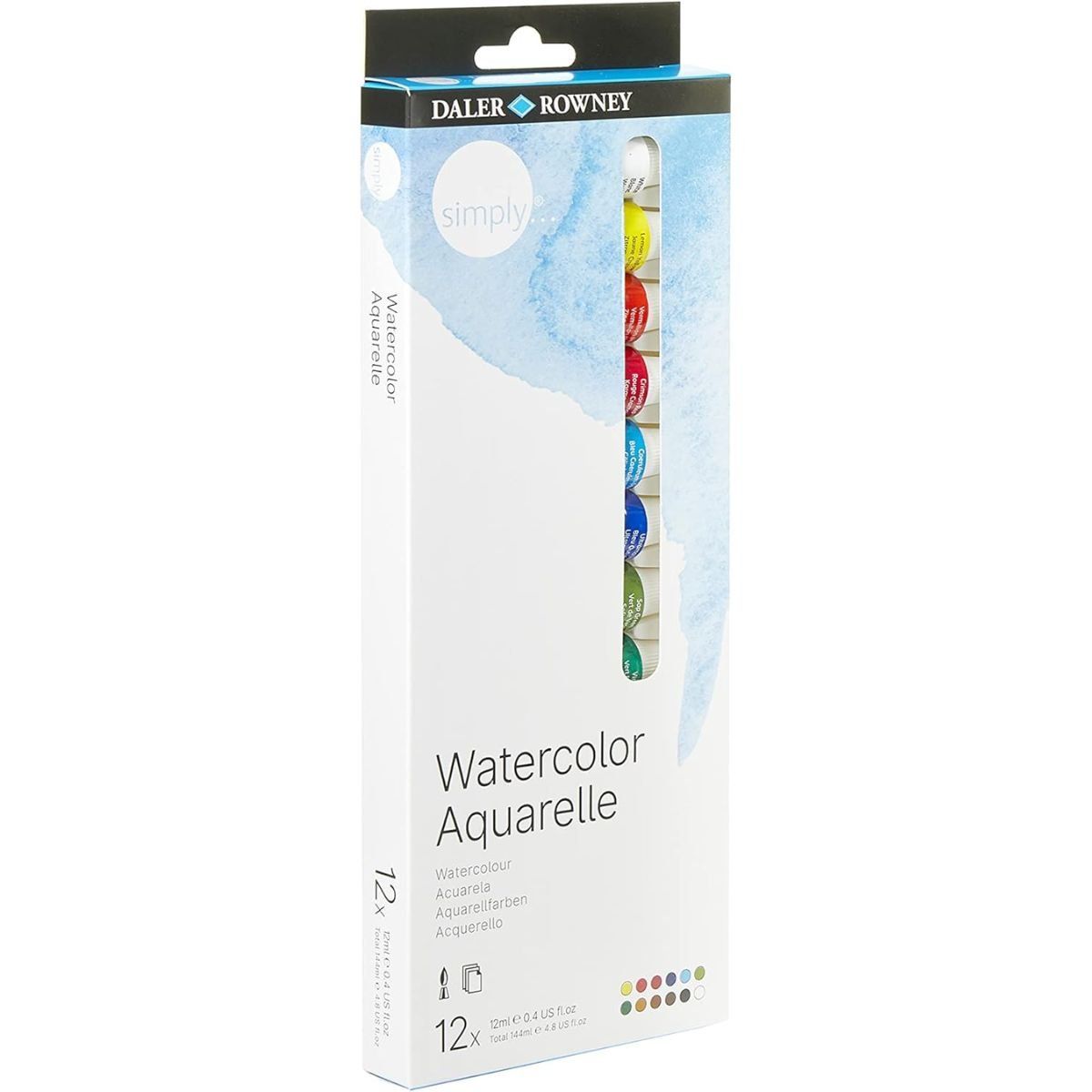 GENERICO - Set 12 Colores Acuarela en Tubos Daler Rowney Simply 12ml