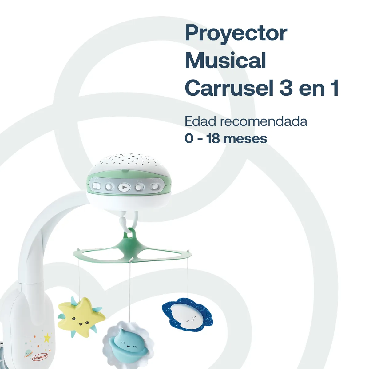 INFANTINO - Móvil Proyector Musical 3 en 1 Verde Infantino