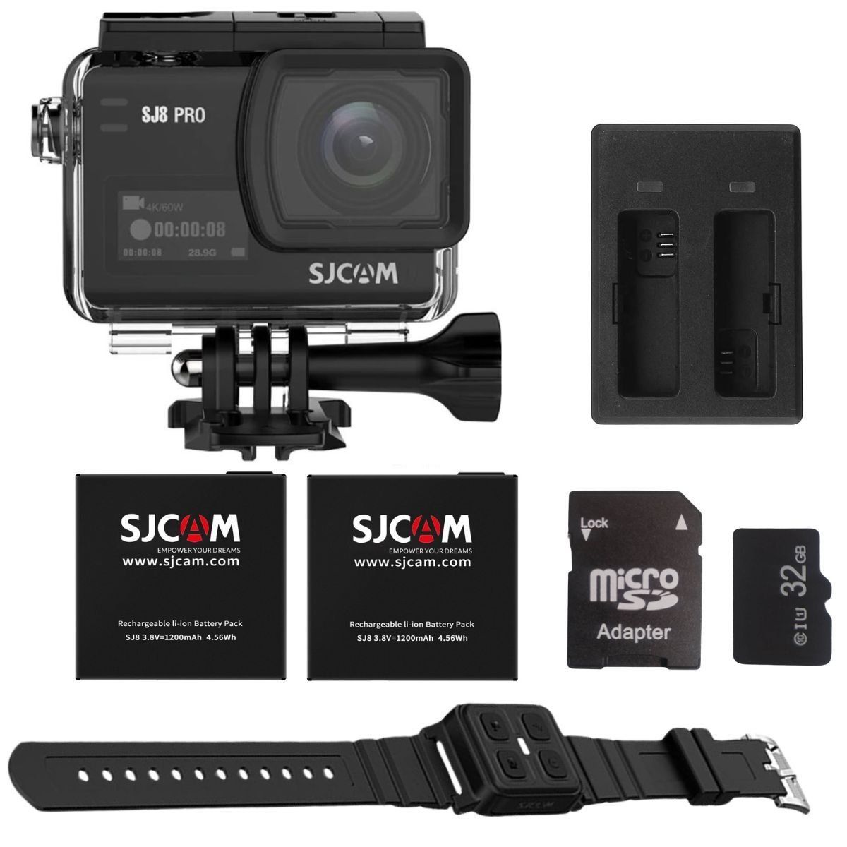 SJCAM - Cámara de Acción SJCAM SJ8 PRO Dual 5G cargador 2 Baterias reloj 32GB