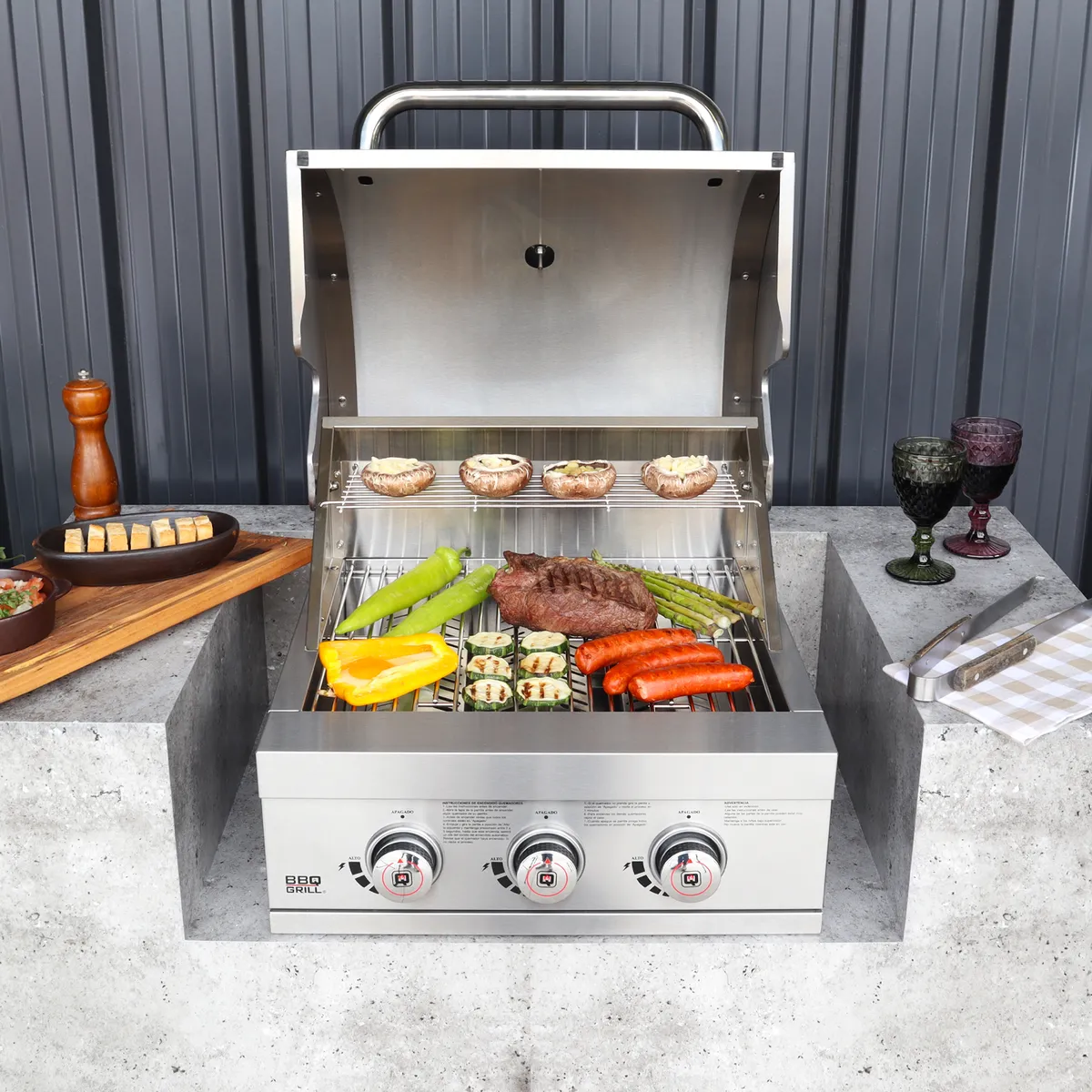 BBQ GRILL - Parrilla Gas Nebraska Empotrada 3 Quemadores