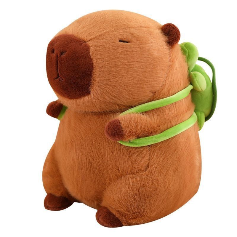 CRUSEC - Peluche De Capibara Kawaii Carpincho Mochila Tortuga 40Cm