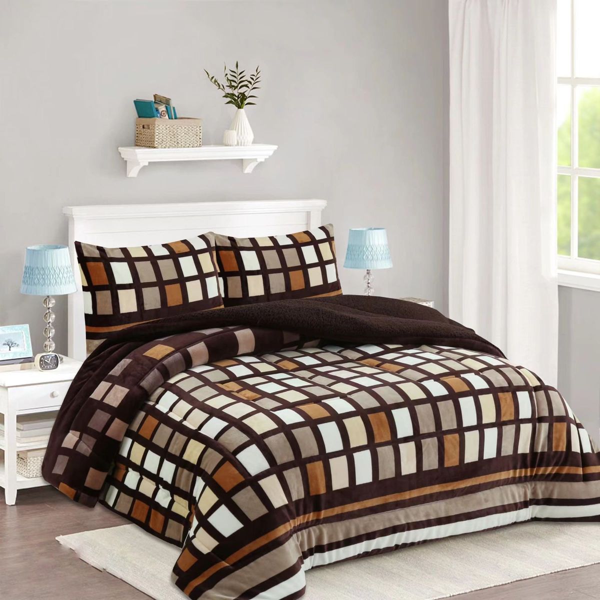 GENERICO - COBERTOR POLAR CON CHIPORRO NEGRO CIRCULO BLANCO KING FY