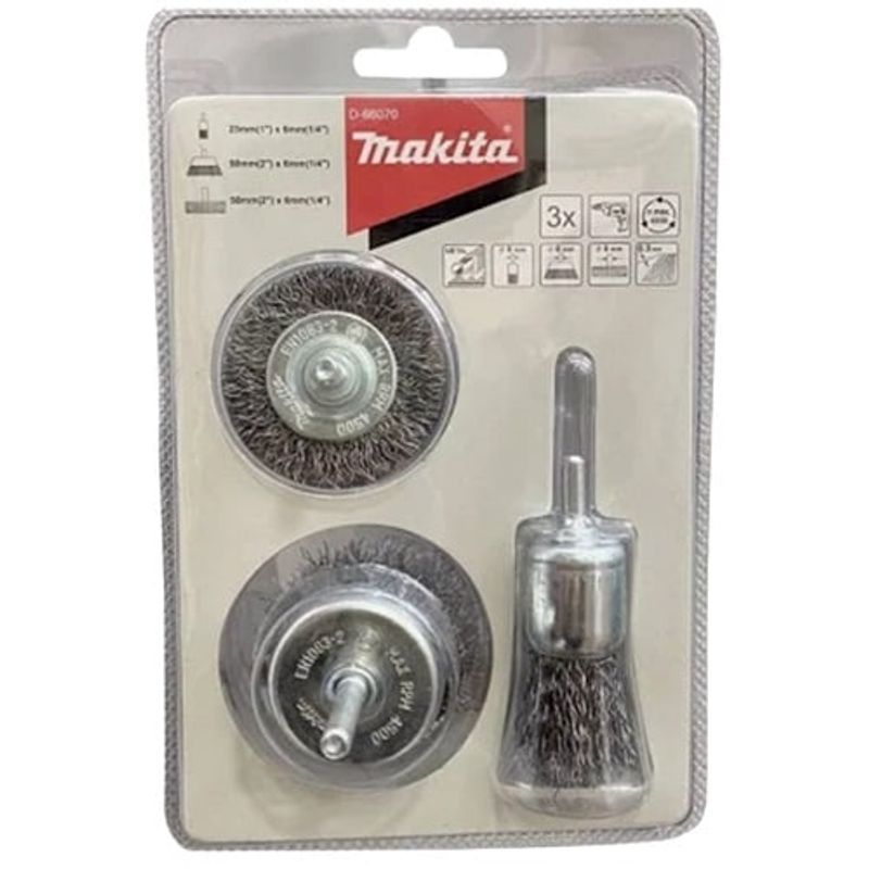 MAKITA - Set de gratas toma 1/4 para taladro 3 unidades Makita D-66070