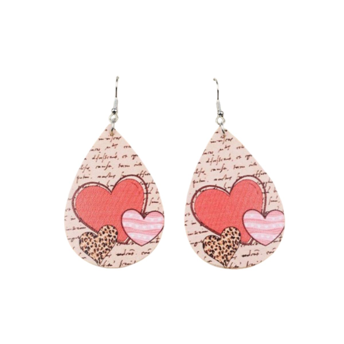 GENERICO - Pendientes con estampado de corazon y amor