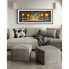 DEKAM DISEÑO - Cuadro Oleo Pareja Pintado azul Espatulado Enmarcado 146x66 Cms