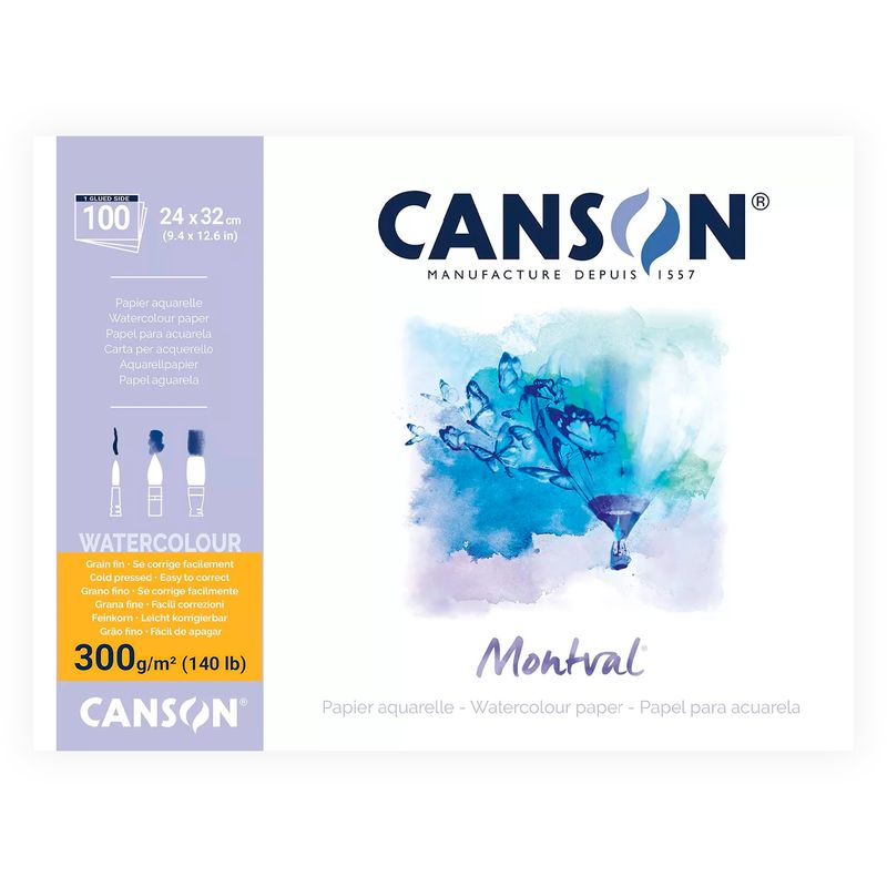 CANSON - Block Acuarela Canson Montval Grano Fino 300gr 100 Hojas
