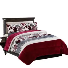 GENERICO - COBERTOR POLAR CON CHIPORRO DISEÑOS FLOR VINO KING FY