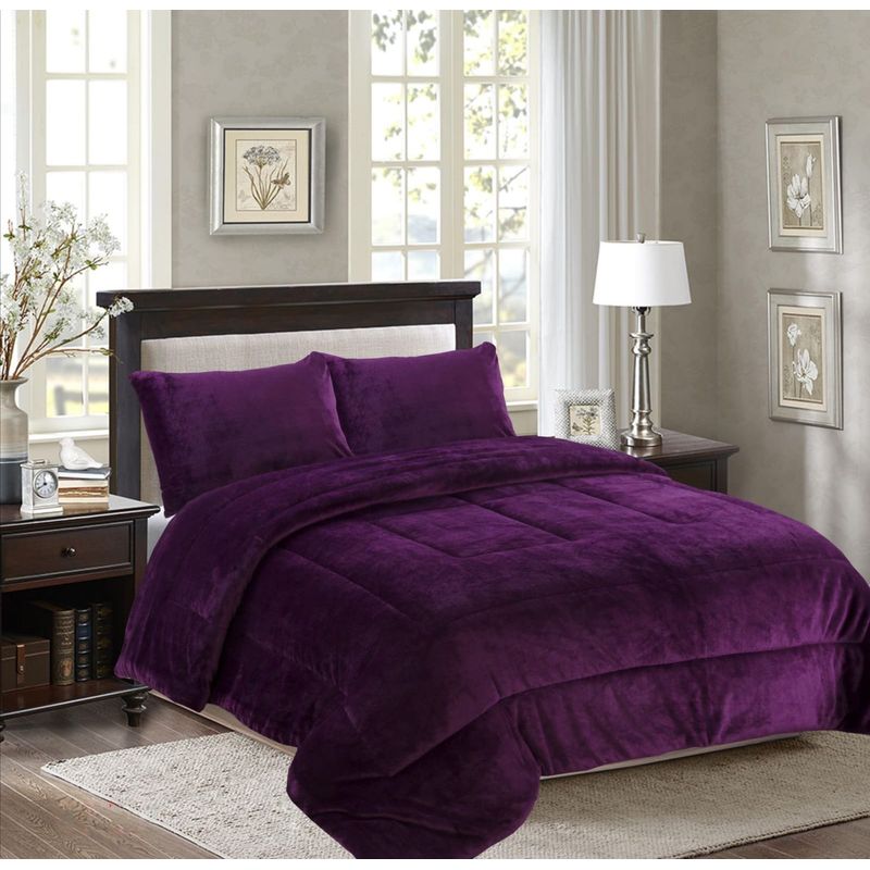 GENERICO - COBERTOR POLAR CON CHIPORRO UNICOLOR VIOLETA KING FY