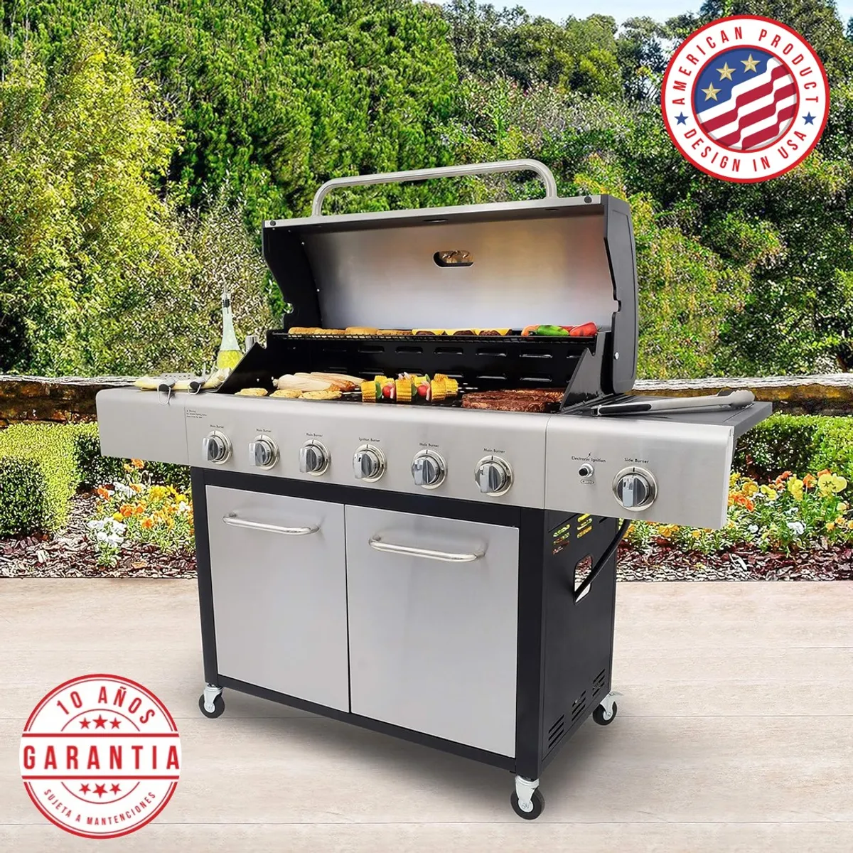 KENMORE - Parrilla a gas kenmore 6 Quemadores + Quemador lateral