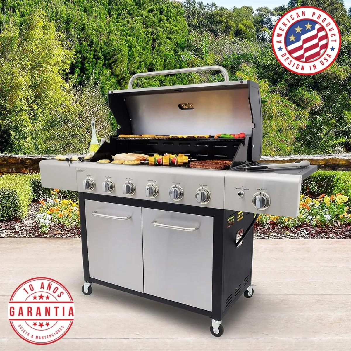 KENMORE - Parrilla a gas kenmore 6 Quemadores + Quemador lateral