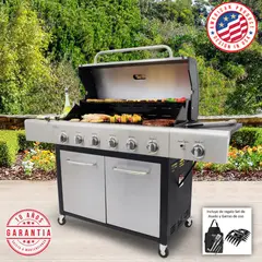 KENMORE - Parrilla a gas 6 Quemadores + Quemador lateral + set asado + Garras