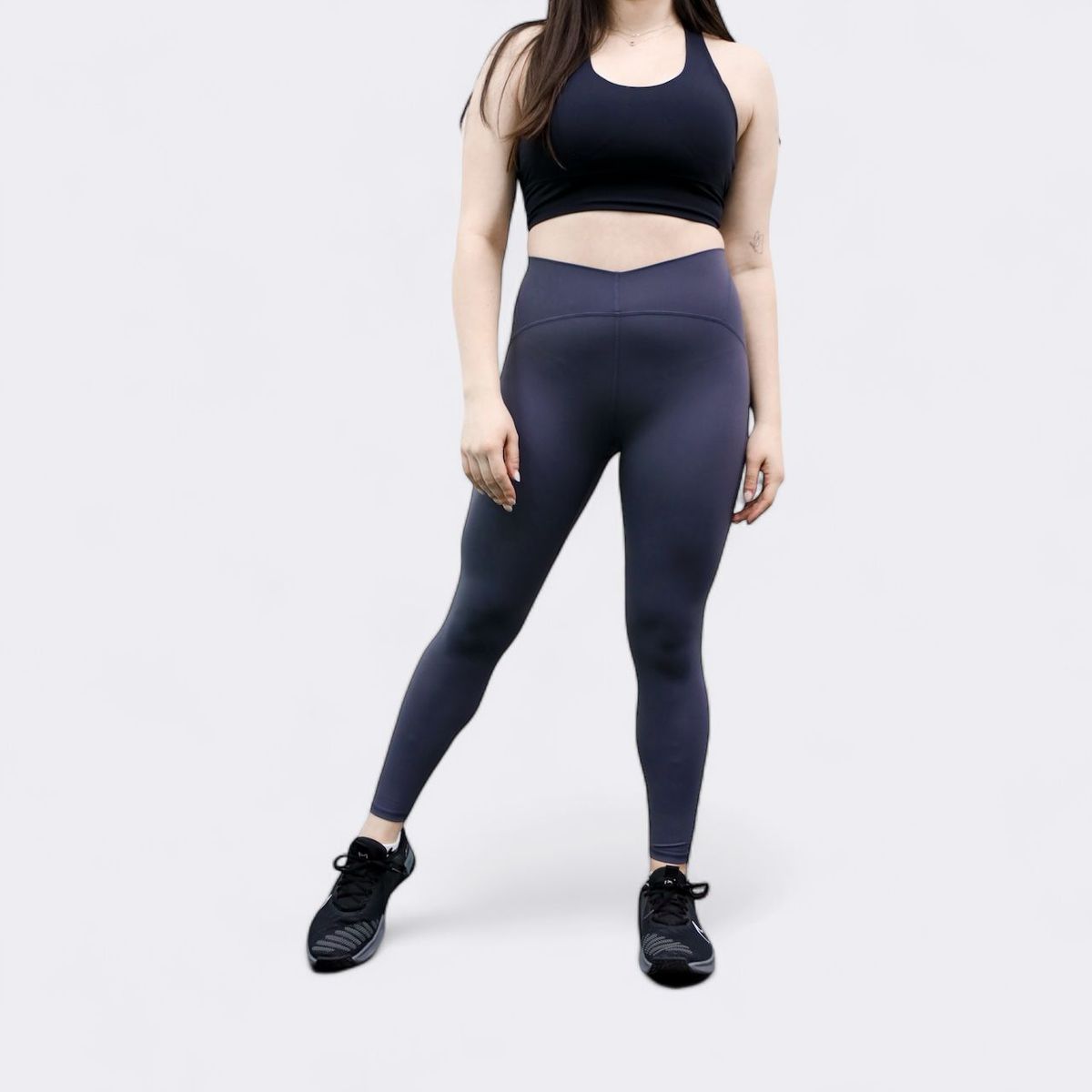 GENERICO - Calza Deportiva Mujer Lisa Gris Oscuro