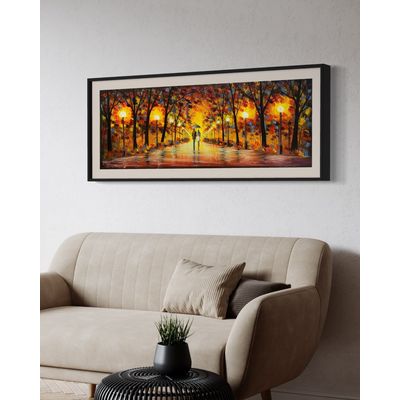 Imagen 2 del producto Cuadro Oleo Pintado Espatulado Pareja Naranjo Enmarcado146x66 Cms