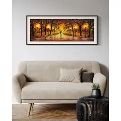 DEKAM DISEÑO - Cuadro Oleo Pintado Espatulado Pareja Naranjo Enmarcado146x66 Cms