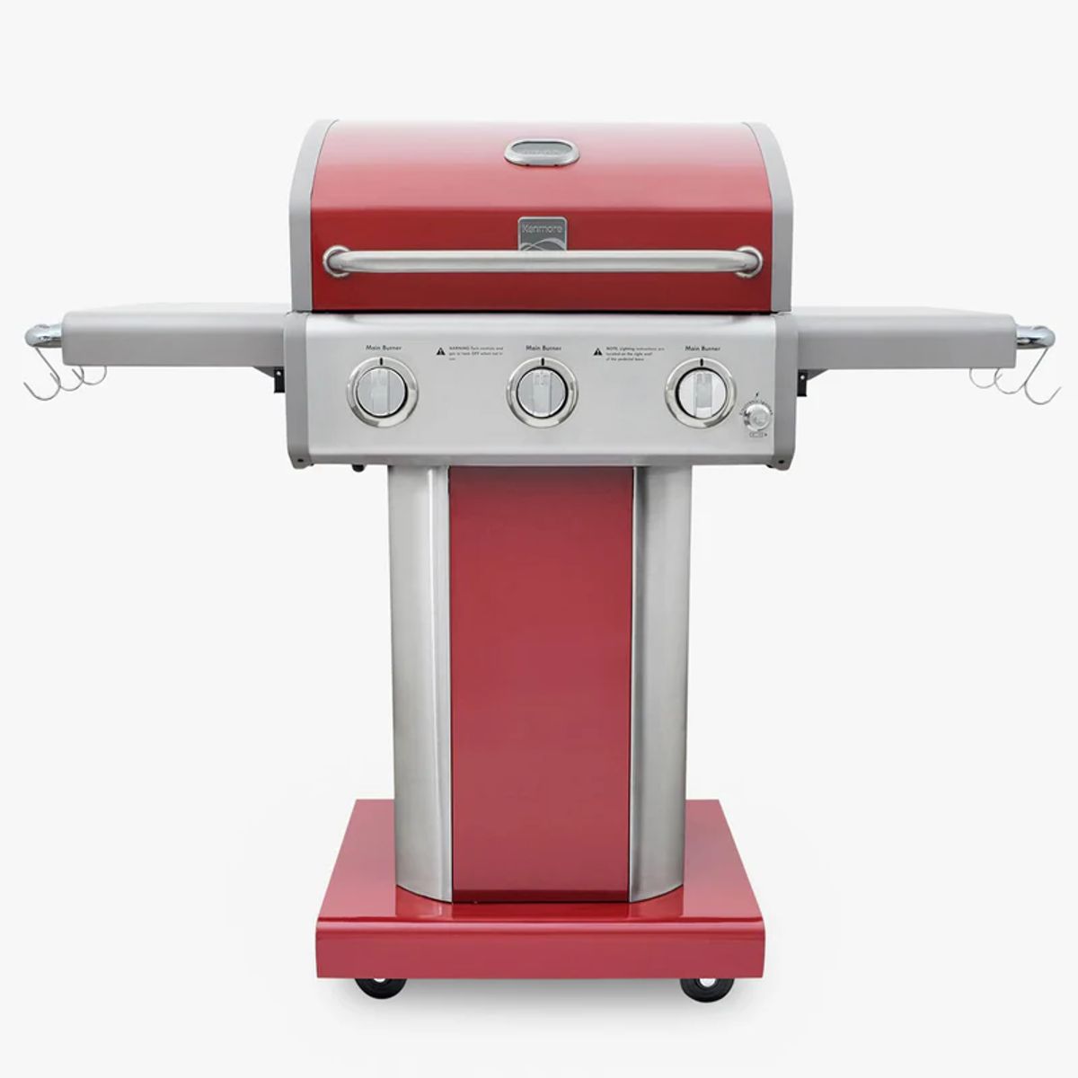 KENMORE - Parrilla a gas 3 Quemadores - Color Rojo + Garras de Oso