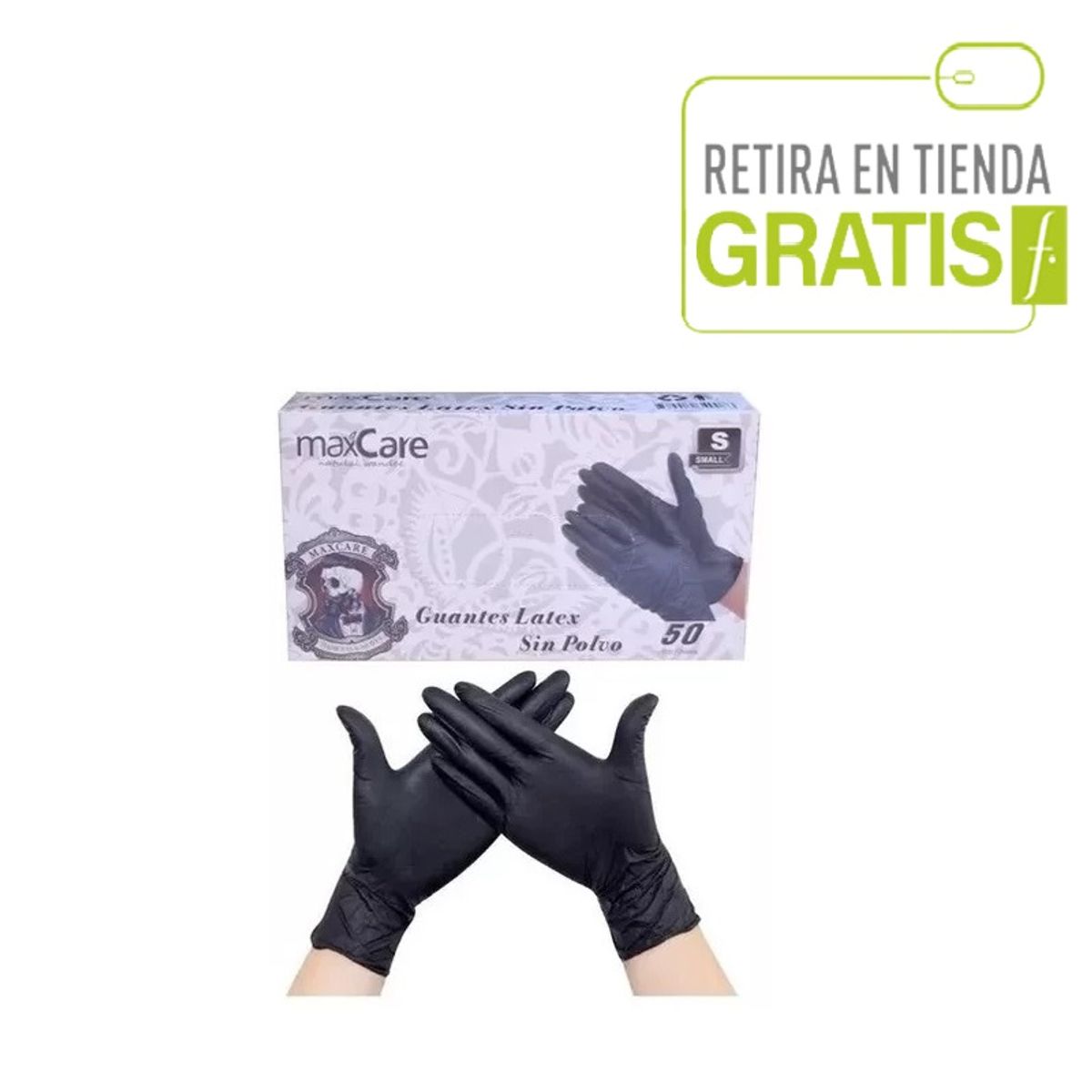 MAXCARE - Guantes Latex Profesionales resistentes Talla S 50un