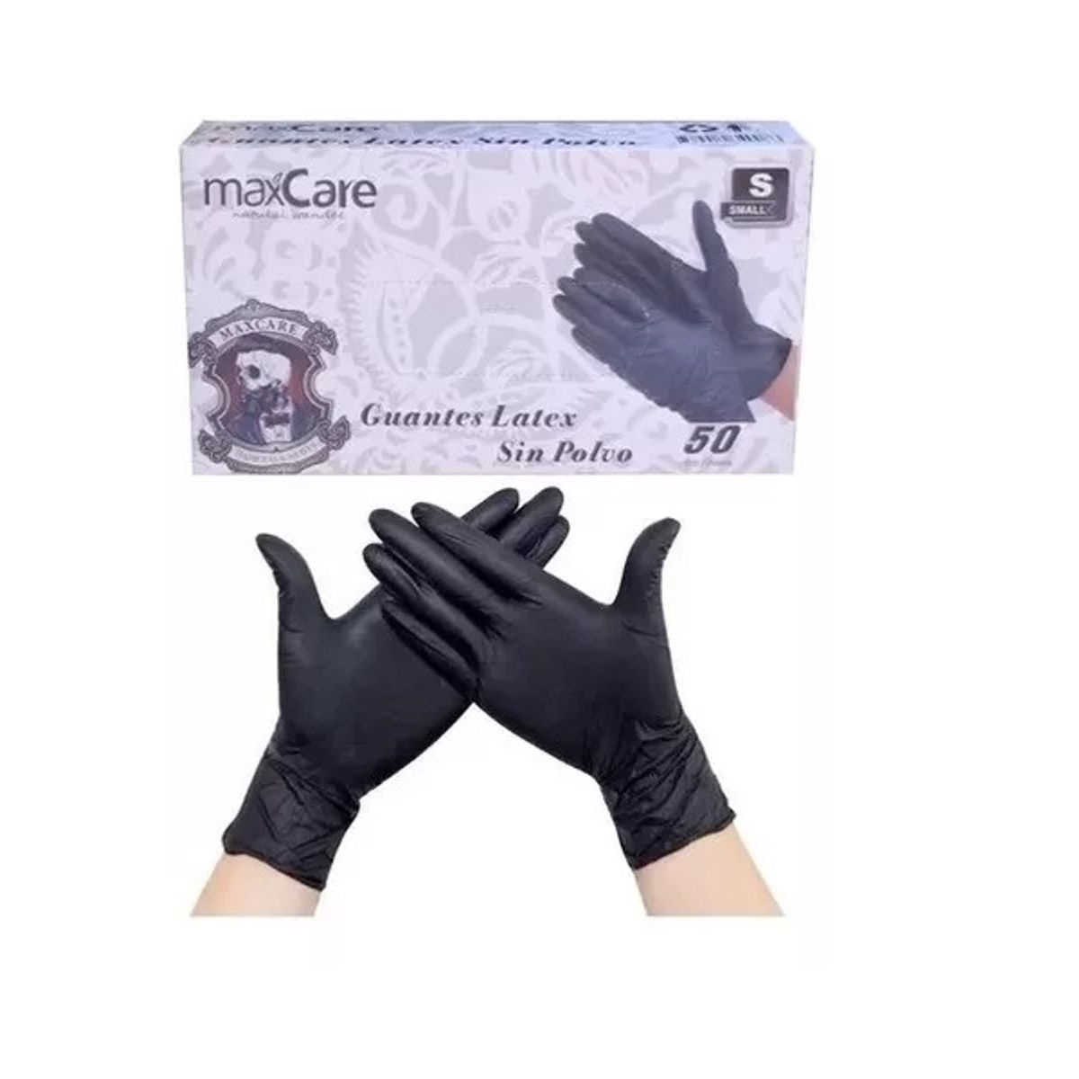 MAXCARE - Guantes Latex Profesionales resistentes Talla S 50un