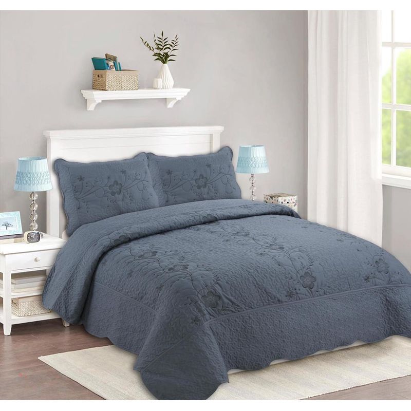 GENERICO - CUBRECAMA DE VERANO QUILT DISEÑO GRIS 1.5 PLAZAS