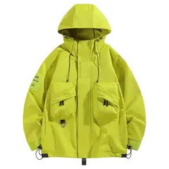 KNOWMLAB - Chaqueta Casual Hombre Con Sombrero Verde