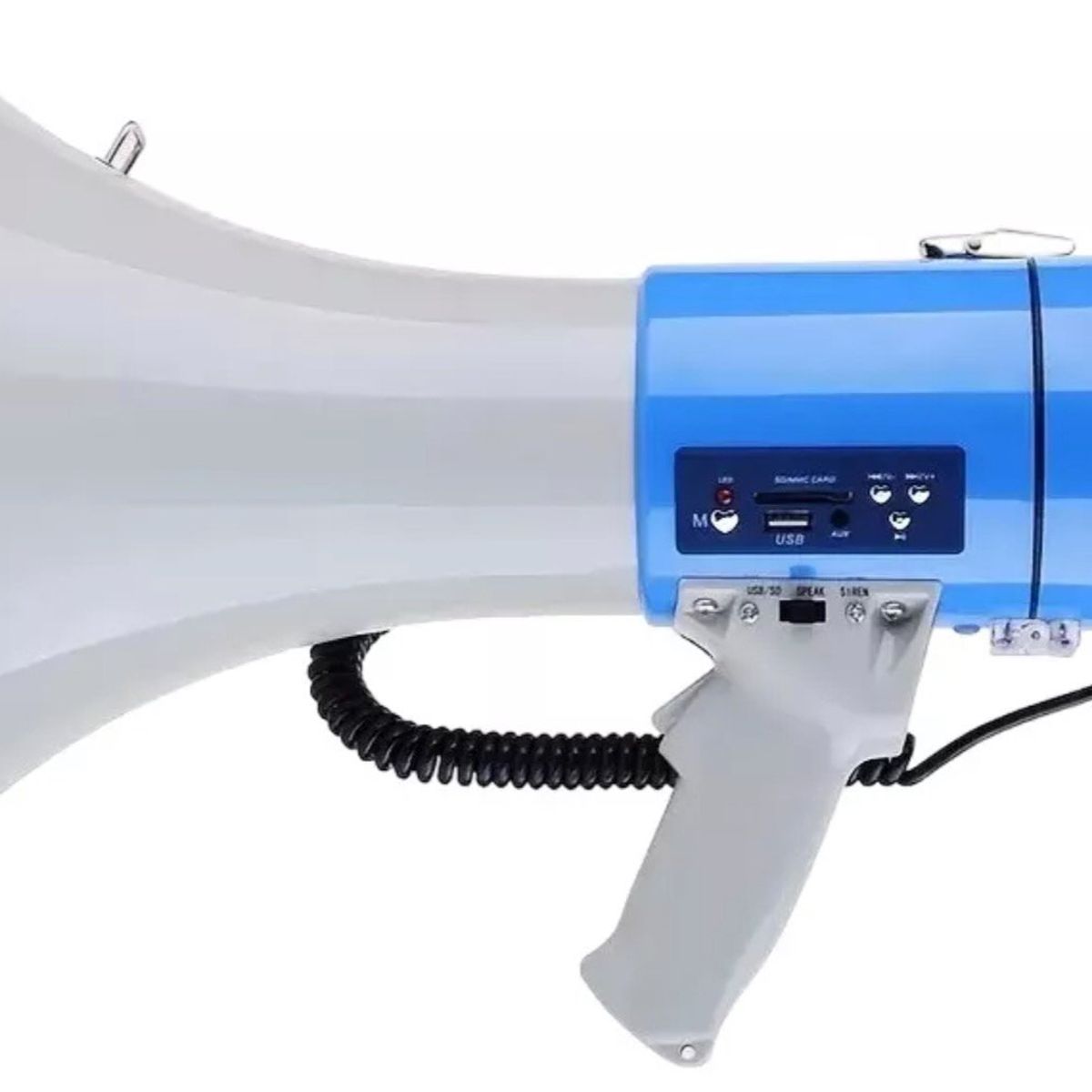 GENERICO - Megafono Sirena Portatil 50W Batería Recargable USB MP3