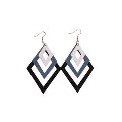 GENERICO - Pendientes de madera de tres piezas en forma geometrica