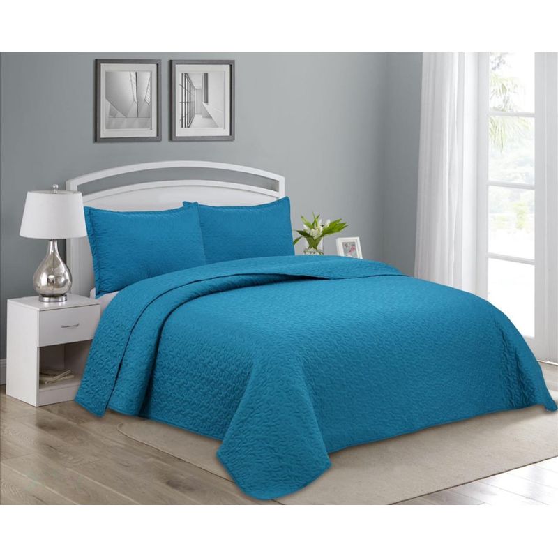 GENERICO - CUBRECAMA DE VERANO QUILT DISEÑO TURQUESA 2 PLAZAS FY