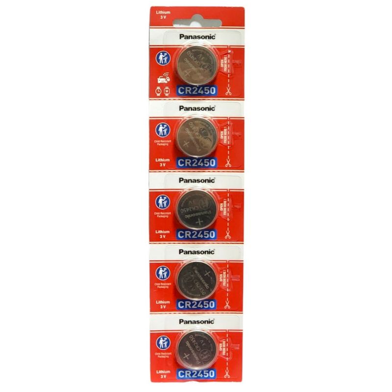PANASONIC - Pack 5 Pilas Panasonic Botón Litio Cr2450 3V
