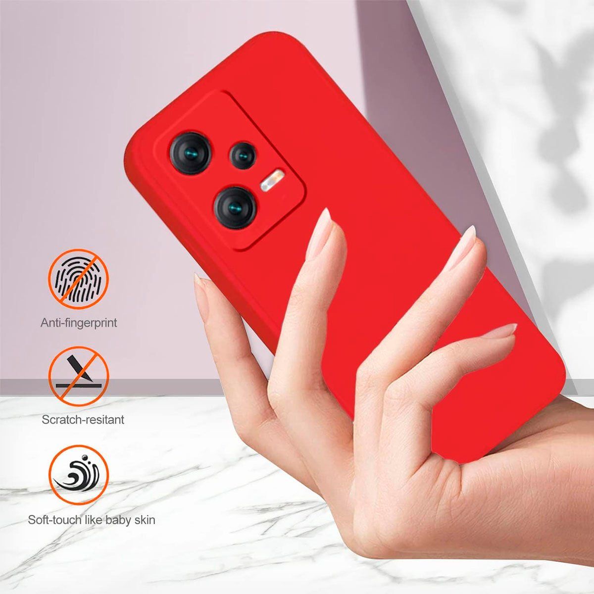 JOIGO - Carcasa Para Xiaomi Redmi Note 12 5G Goma Rojo.