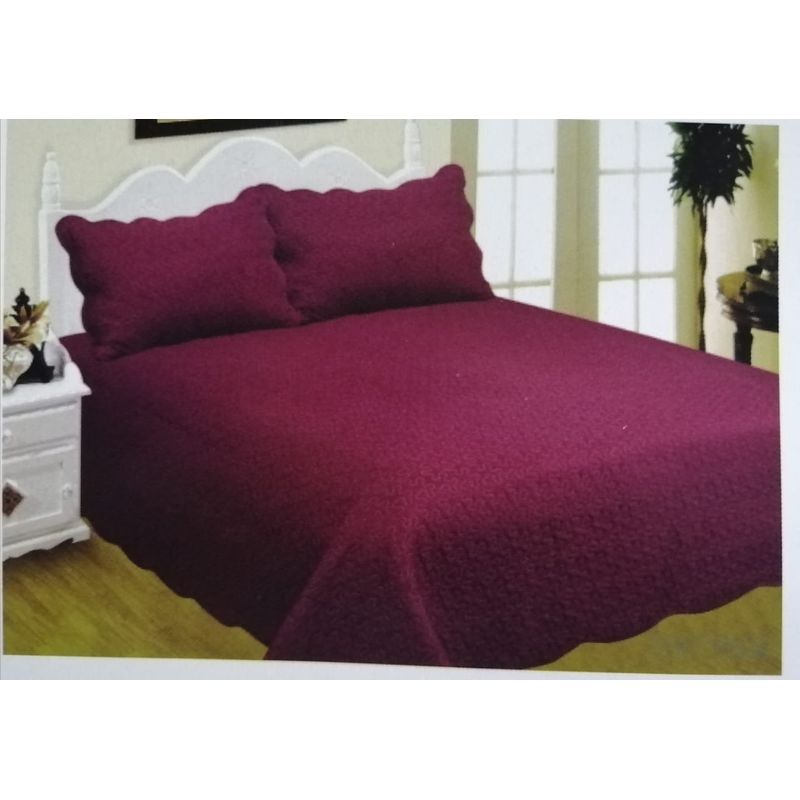 GENERICO - CUBRECAMA DE VERANO QUILT DISEÑO UNICOLOR VINO 2 PLAZAS FY