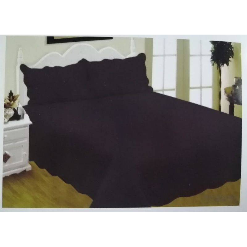 GENERICO - CUBRECAMA DE VERANO QUILT DISEÑO UNICOLOR NEGRO 2 PLAZAS FY