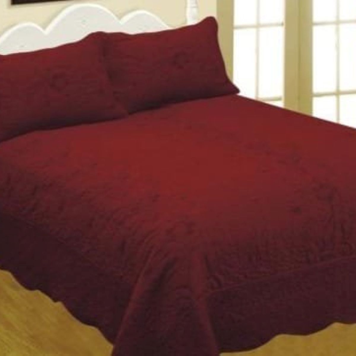 GENERICO - CUBRECAMA DE VERANO QUILT DISEÑO UNICOLOR BURDEO 2 PLAZAS FY