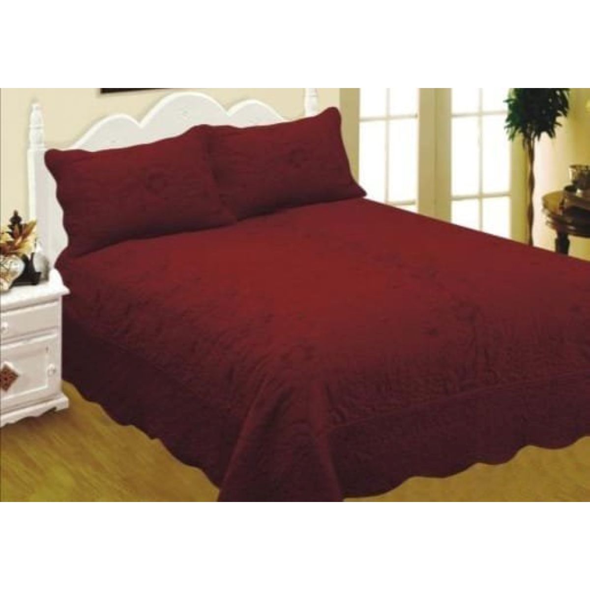 GENERICO - CUBRECAMA DE VERANO QUILT DISEÑO UNICOLOR BURDEO 2 PLAZAS FY