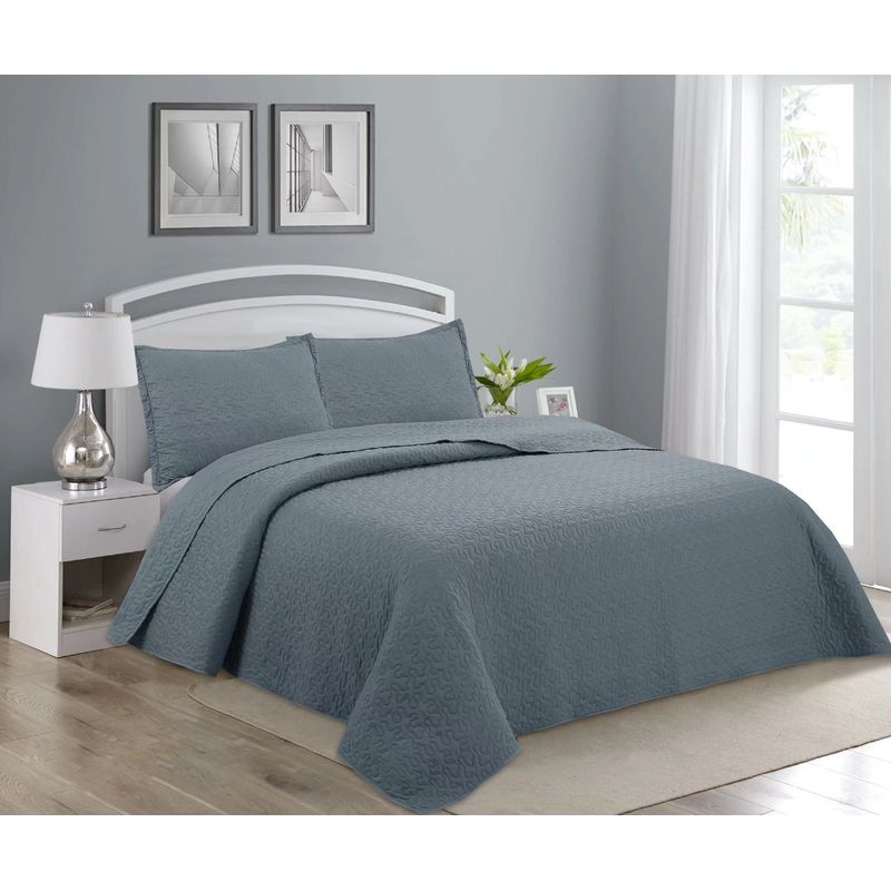 GENERICO - CUBRECAMA DE VERANO QUILT DISEÑO GRIS CLARO 2 PLAZAS FY