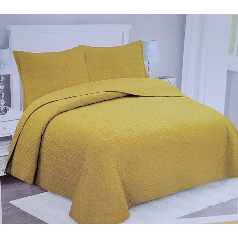 GENERICO - CUBRECAMA DE VERANO QUILT DISEÑO MOSTAZA 2 PLAZAS FY