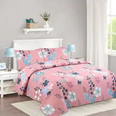 GENERICO - CUBRECAMA DE VERANO QUILT DISEÑO ROSA FLOR 2 PLAZAS FY