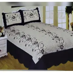 GENERICO - CUBRECAMA DE VERANO QUILT DISEÑO BLANCO Y NEGRO KING FY