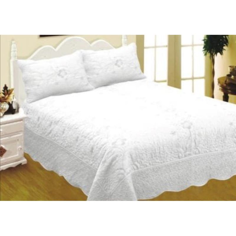 GENERICO - CUBRECAMA DE VERANO QUILT DISEÑO UNICOLOR BLANCO KING FY