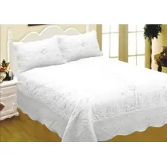 GENERICO - CUBRECAMA DE VERANO QUILT DISEÑO UNICOLOR BLANCO KING FY