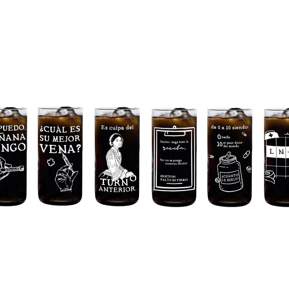 GREEN GLASS - Enfermería - Juego de 6 Vasos